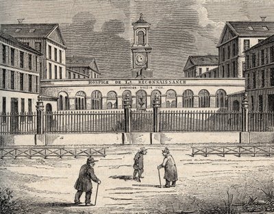 Hospic de la reconnaissance v Garches - Hauts-de-Seine - rytina „“ PATRIE“ - POPIS PECTURES FRANCIE V 6 SVAZTECH LUCIEN HUARD - konec 19. stol. od French School