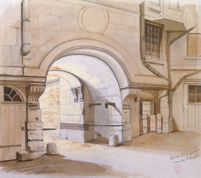 Hotel de Saint-Aignan, Rue du Temple, Paříž (tužka a wc na papíře) od French School