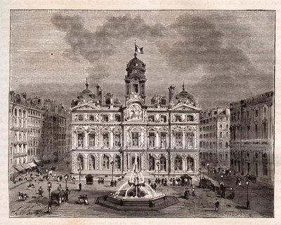 Hotel de Ville de Lyon - - rytina v „“ La France illustree: geografie, historie, statistická správa““ od V.A. Sladově hnědá. 1884 od French School