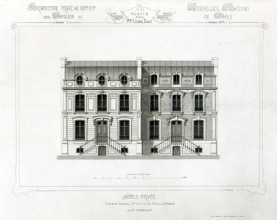 Hotels Prives, 10 & 12 Rue Balzac, Paříž, z Architecture Privee na C19th, od French School