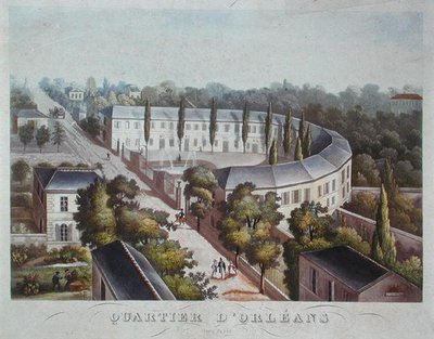 Projekt bydlení (dokončeno) v Quartier Orleans, rue Halle, kolem 1840-50 (barevné lito) od French School