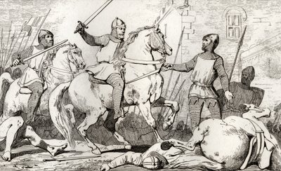 Hugh Capet (941-96) zachycuje Charlese de Lorraine z „Histoire de France“ od Colarta, vydaného kolem roku 1840 od French School