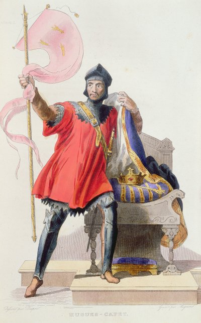 Hugues I. Capet (941-996), francouzský král, z knihy Le Plutarque Francais od E. Mennecheta, 1835 (barevná rytina) od French School