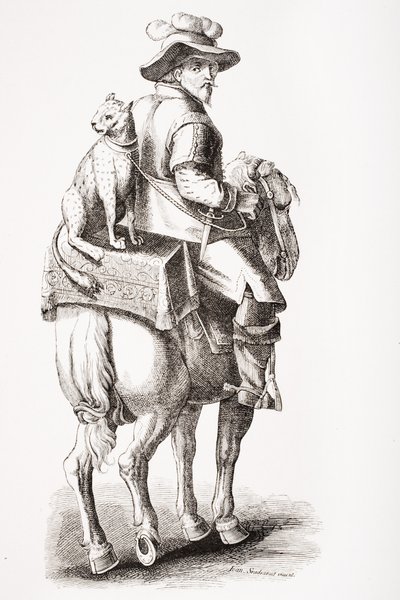 Lov s leopardem podle Jana Stradana (1523-1605), z „Le Moyen Age et La Renaissance“ od Paula Lacroixe (1806-84), vydaného v roce 1847 od French School