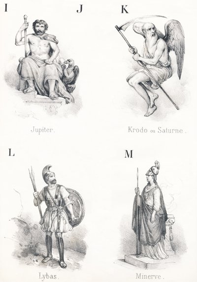 ; IJ K L M: Jupiter, Krodo, Lybas, Minerva od French School