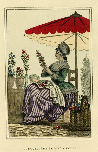 Kostým kozorožce z 18. století. Barevná rytina, in "France et les francais a travers les centuries" Augustin Challamel, F.Roy editor, Paris 1882. Sbírka Selva. od French School