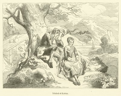 Ichabod et Katrina (rytina) od French School