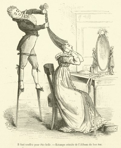 Musíte trpět, abyste byli krásní, Tisk z alba du bon ton (rytina) od French School