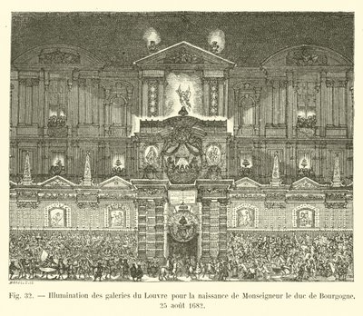 Osvětlení galerií Louvru k narození Monseigneura vévody z Burgundska, 25. srpna 1682 od French School