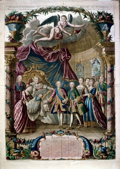 Ilustrace na oslavu narození Ludvíka Josefa Xavera, vévody burgundského od French School
