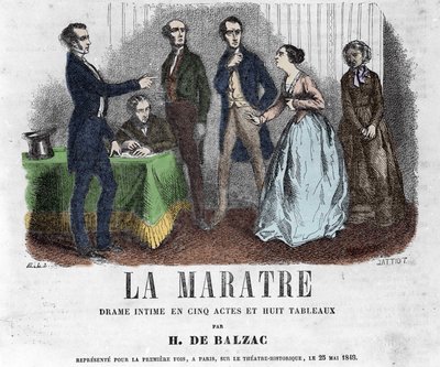 Ilustrace k „“ La Maratre “, drama o pěti jednáních a osmi obrazech od Honore de Balzaca. od French School