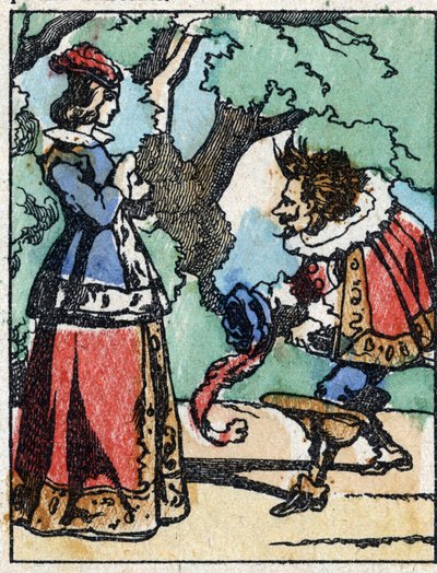 Ilustrace k „“ Riquet a la houppe““, příběh Charlese Perraulta (1628-1703), francouzského spisovatele. Dřevoryt Imaging Pellerin - Epinal, sd. Konec 19. století. od French School