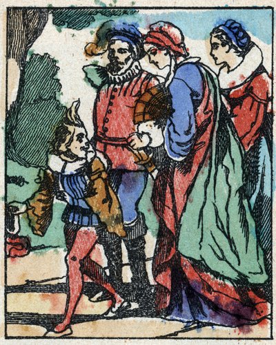 Ilustrace k „“ Riquet a la houppe““, příběh Charlese Perraulta (1628-1703), francouzského spisovatele. Dřevoryt Imaging Pellerin - Epinal, sd. Konec 19. století. od French School