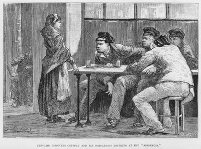 Ilustrace pro The Assommoir, A Realistic Novel, Emile Zola (rytina) od French School