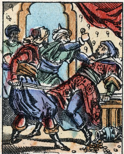 Ilustrace k Pohádkám tisíce a jedné noci. Ali-Baba (Ali Baba). Dřevoryt z Imaging Pellerin - Epinal, sd. Konec 19. století. od French School