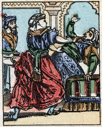 Ilustrace k Pohádkám tisíce a jedné noci. Ali-Baba (Ali Baba). Dřevoryt z Imaging Pellerin - Epinal, sd. Konec 19. století. od French School