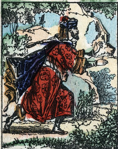 Ilustrace k Pohádkám tisíce a jedné noci. Ali Baba (Ali Baba). Dřevoryt Imaging Pellerin - Epinal, sd. Konec 19. století. od French School