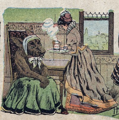Ilustrace k pohádce „Kráska a Bete““: musela se o ni starat dlouhé týdny. Rytina snímků Quinn, circa 1890. od French School
