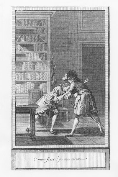 Ilustrace z „Života a dobrodružství pana Clevelanda, přirozeného syna Olivera Cromwella“ od Abbé Prévosta (rytina) od French School