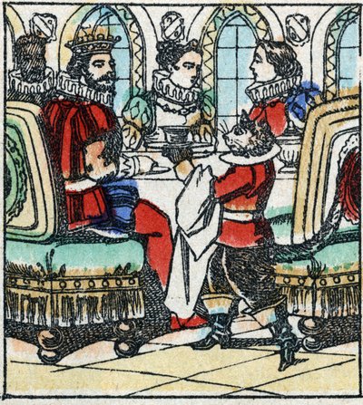 Ilustrace příběhu Charlese Perraulta „The Cat Botte“. Dřevoryt Imaging Pellerin - Epinal, sd. Konec 19. století. od French School