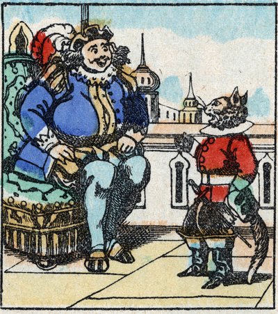 Ilustrace příběhu Charlese Perraulta „The Cat Botte“. Dřevoryt Imaging Pellerin - Epinal, sd. Konec 19. století. od French School