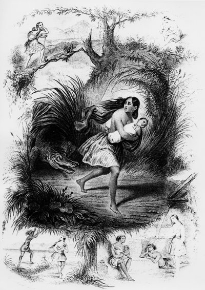 Ilustrace románu "Les Natchez" od Francoise René de Chateaubriand od French School
