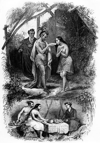 Ilustrace románu "Les Natchez" od Francoise René de Chateaubriand od French School