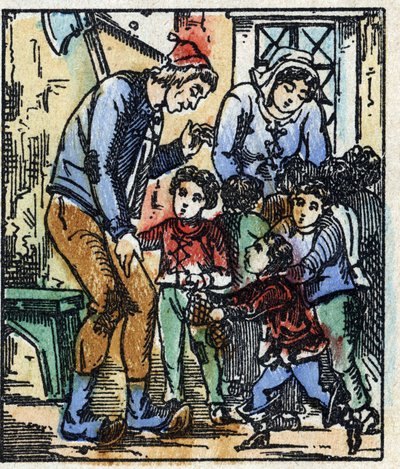 Ilustrace příběhu „Le petit poucet“ od Charlese Perraulta. Dřevoryt Imaging Pellerin - Epinal, sd. Konec 19. století. od French School