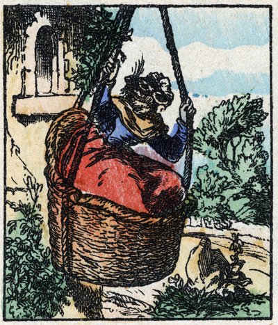 Ilustrace příběhu „“ Raminagrobis a myši „“ Dřevoryt z Imaging Pellerin - Epinal, sd. Konec 19. století. od French School