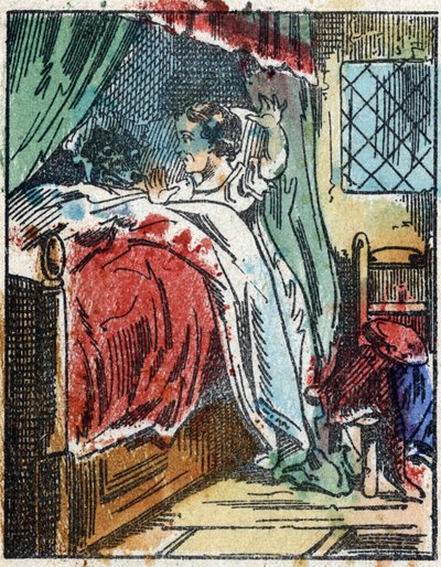 Ilustrace příběhu „Červená karkulka“ od Charlese Perraulta. Dřevoryt od Imaging Pellerin - Epinal, sd. Konec 19. století. od French School