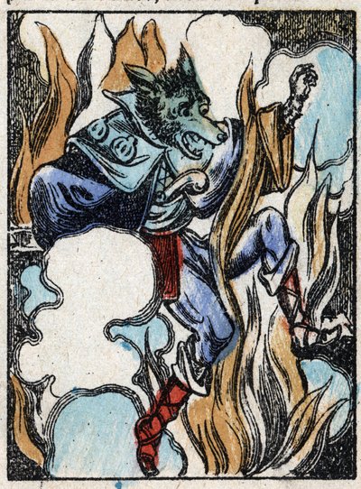 Ilustrace pohádky „Vlk, koza a sedm biketů“ Dřevoryt od Imaging Pellerin - Epinal, sd. Konec 19. století. od French School