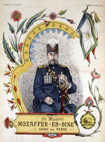 Obrázek epinal, Mozaffer ed dine (Mozaffer-ed-dine, Mozaffar-al-Din, Mozaffar al Din, Mozafaredin) šáha z Persie od roku 1896 do roku 1906. od French School
