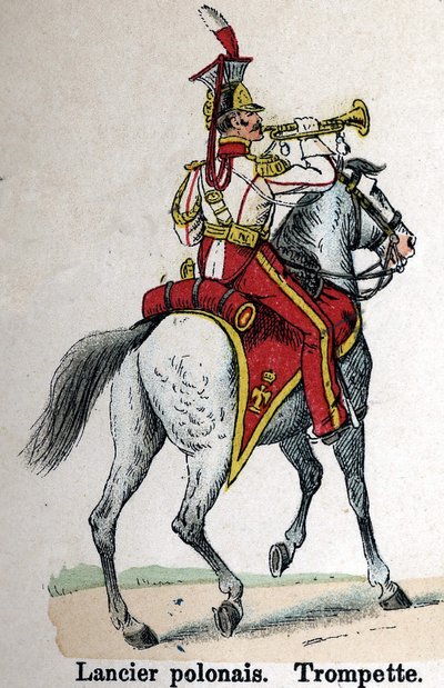 Císařská garda Napoleon I.: Polský kopiník - trubka. Talíř z knihy Les Uniformes de l