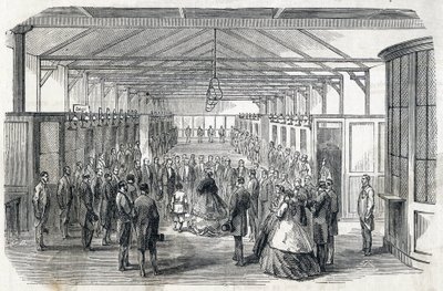 Impress Eugenie a Imperial Prince navštíví Bank of France, 23. června 1866 - - rytina v Le MONDE Illustrous DU 07.07.1866 od French School
