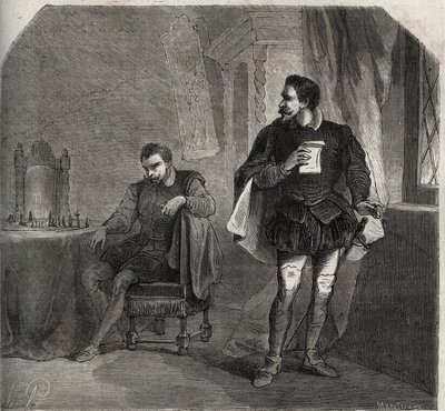 V šachové partii s Jamesem Balfourem Jacques (James) Hepburn (známý jako Bothwell) (asi 1534-1578), milenec královny Marie (Mary) Iere Stuart (1542-1587), obdržel od královny zprávu, která ji informovala, že její manžel Henry (Henry) Stuart jménem Lord Dar od French School