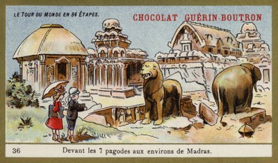 Před sedmi chrámy v oblasti Madras (chromolitho) od French School