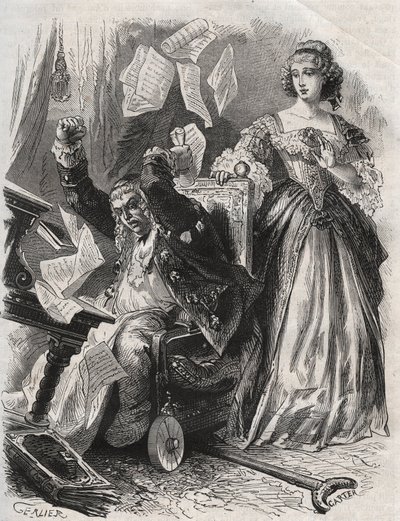 V kořistí šíleného vzteku nechal létat peří, knihy a papíry: hněv básníka Paula Scarrona (1610-1660) před jeho manželkou Francoise d