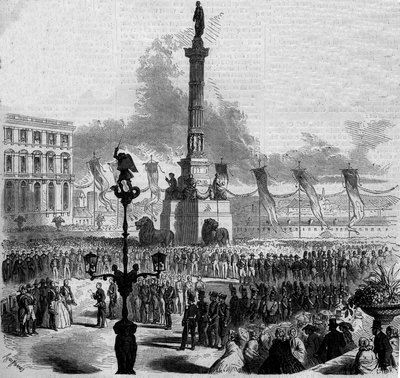 Inaugurace sloupu kongresu (1850-1859). Brusel, Belgie od French School