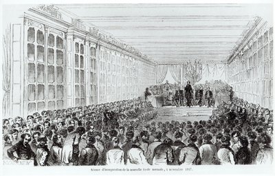 Inaugurace Ecole Normale Superieure v Paříži z Les Tableaux de Paris od Texiera, 1852 od French School