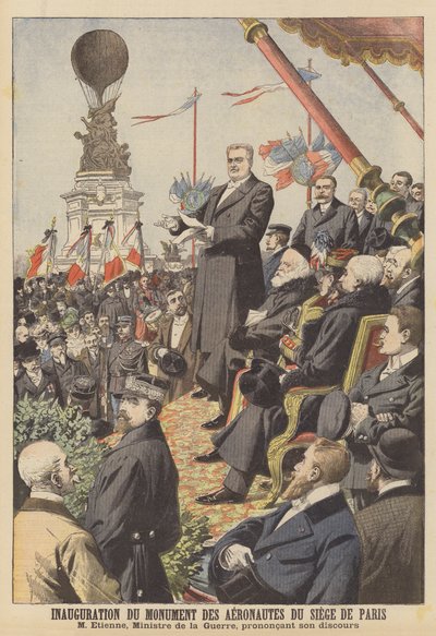 Inaugurace pomníku letců z obležení Paříže (barevné lito) od French School