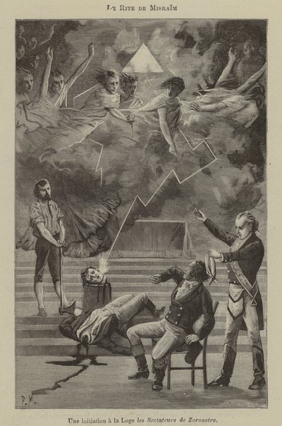 Zasvěcení v lóži obřadu Misraim (rytina) od French School