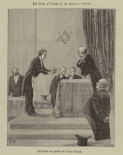 Zasvěcení Mark Master Mason v York Rite (rytina) od French School