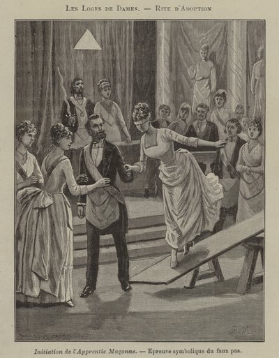 Zasvěcení zednického učně v ženském domku (rytina) od French School