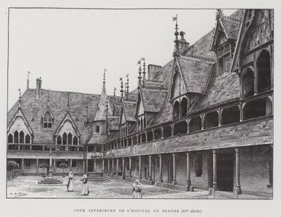 Vnitřní nádvoří Hospices de Beaune od French School