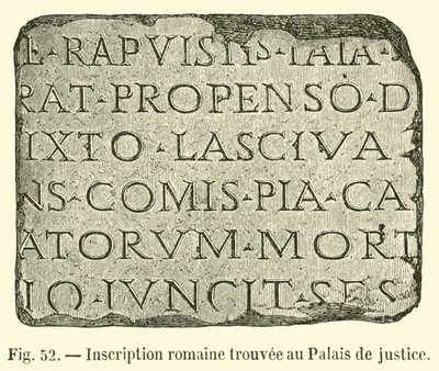 Římský nápis nalezený v Justičním paláci od French School