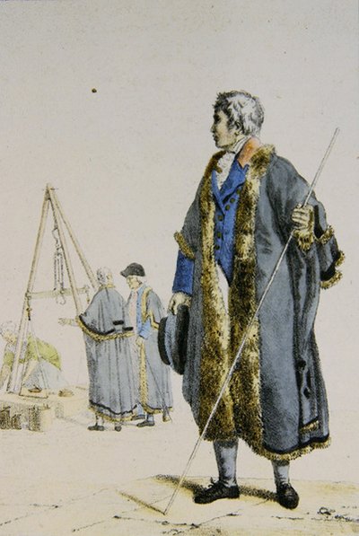 Inspektor vah a mír v Polsku, kolem 1817 (barevné rytí) od French School