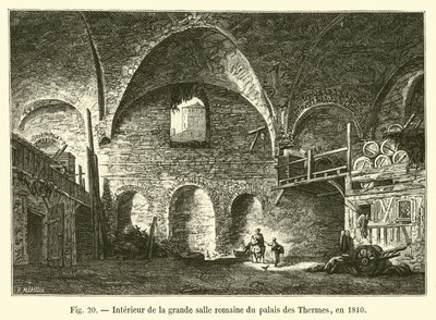 Interiér velkého římského sálu Palais des Thermes, v roce 1810 od French School