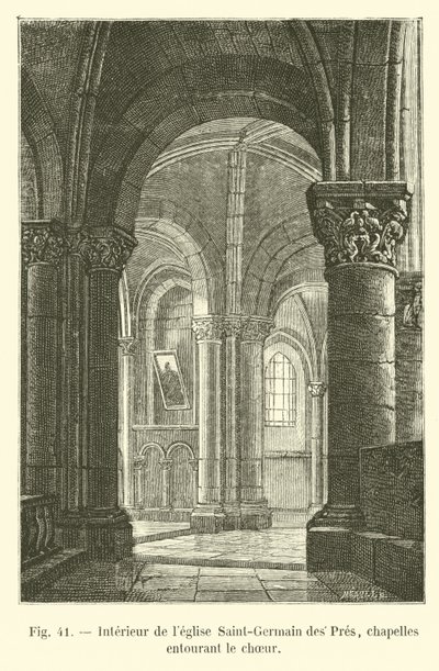 Interiér kostela Saint-Germain des Pres, kaple obklopující chór od French School