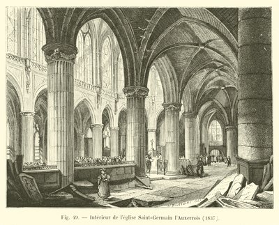 Interiér kostela Saint-Germain lAuxerrois, 1837 od French School