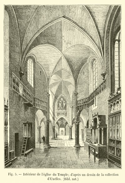 Interiér chrámového kostela; z kresby ve sbírce dUxelles, Bibl nat od French School